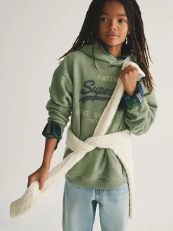 Vert chiné - Sweat à capuche Superdry