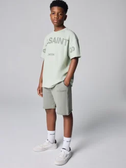 Vert clair - smALLSAINTS Biggy ensemble t-shirt et short en molleton oversize