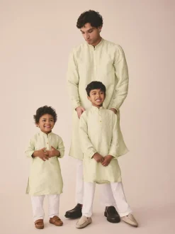 Vert clair brodé - Kurta (3mths-16yrs)