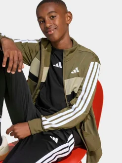 vert foncé - adidas Seasonal Essentials Tiberio 3-Rayure Tricot Kids Survêtement