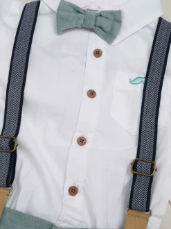 vert foncé - Little Gent nœud papillon en velours côtelé avec nœud papillon et pantalon avec bretelles