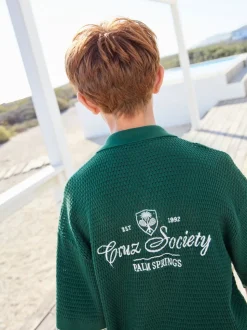 vert foncé - Polo boutonné en maille à manches courtes (3-16ans)