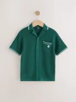 vert foncé - Polo boutonné en maille à manches courtes (3-16ans)