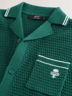 vert foncé - Polo boutonné en maille à manches courtes (3-16ans)