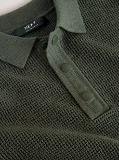 vert foncé - Polo texturé à manches longues (3-16ans)