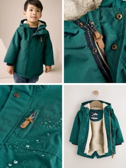 Vert forêt - Parka imperméable doublée de borg (3mois-7ans)
