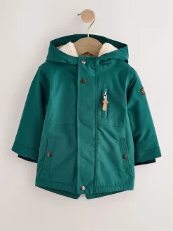 Vert forêt - Parka imperméable doublée de borg (3mois-7ans)