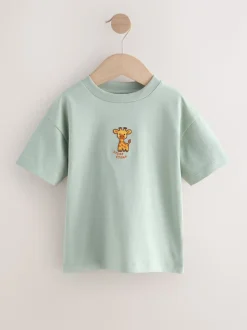 Vert girafe - Petit t-shirt graphique à manches courtes (3mois à7ans)
