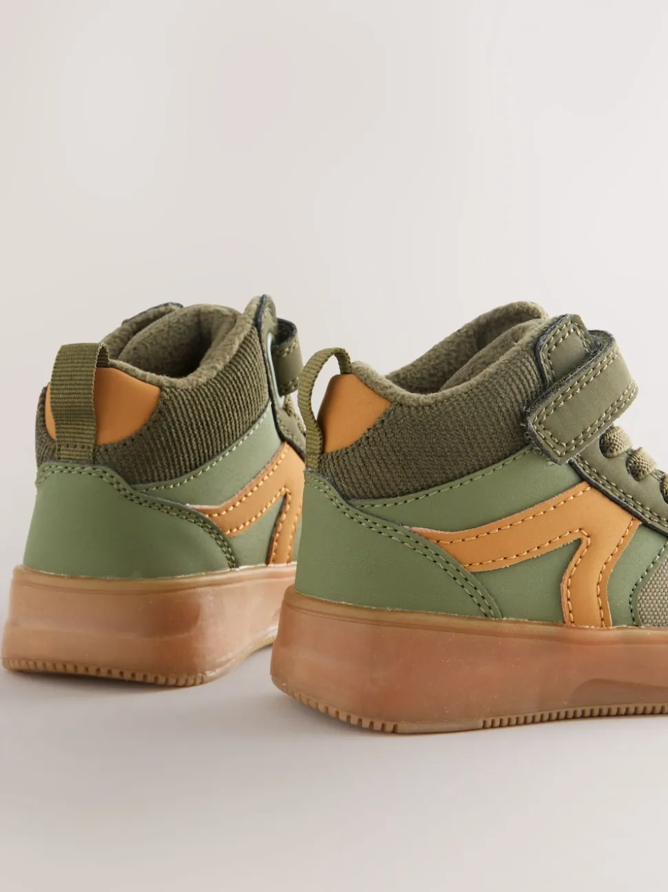 Vert kaki - Baskets hautes à lacets élastiques à fermeture par contact