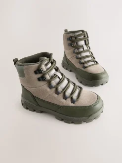 Vert kaki - Bottes de randonnée en daim à lacets