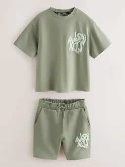 Vert kaki - Ensemble t-shirt et short en molleton smALLSAINTS Orlando