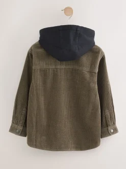 Vert kaki - Surchemise à capuche en velours côtelé (3-16ans)