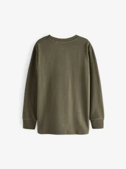 Vert kaki - T-shirt confortable à manches longues (3-16 ans)