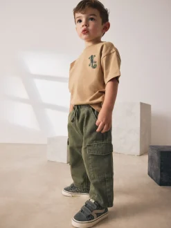 Vert kaki délavé - Pantalon cargo ample (3mois-7ans)