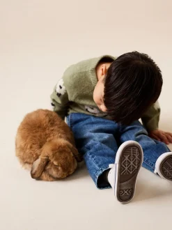 Vert mouton - Pull col rond en maille (3mois-7ans)