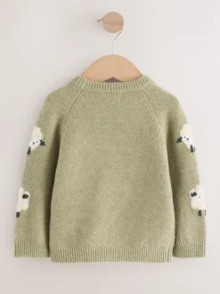 Vert mouton - Pull col rond en maille (3mois-7ans)