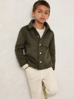 Vert sauge foncé - Surchemise Reiss Benjamin à capuche amovible en laine Blend