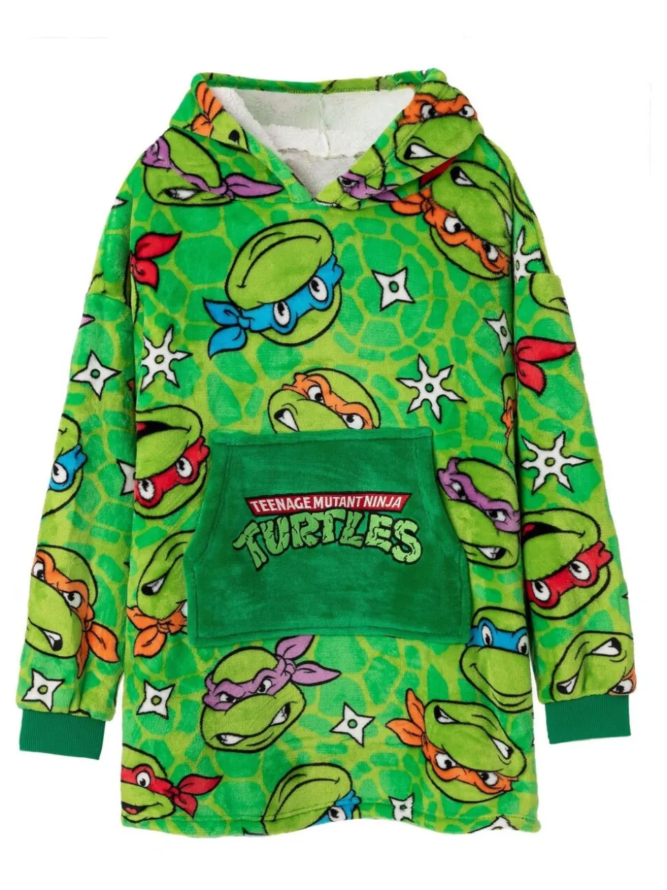 Vert Tortues Ninja - Sweat à capuche Vanilla Underground couverture imprimé sur l’ensemble