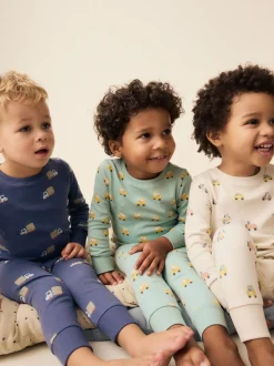 Vert/Bleu Transport - Lot de 3 pyjamas Snuggle courts (9mois-10ans)