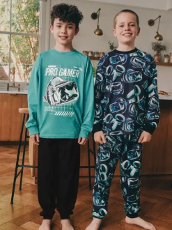Vert/Noir Pro Gamer - Lot de 2 pyjamas à manches longues (3-16ans)