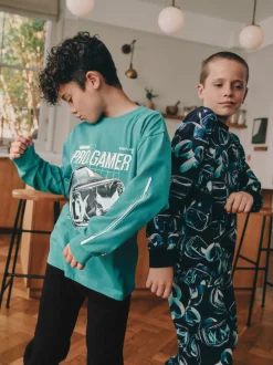 Vert/Noir Pro Gamer - Lot de 2 pyjamas à manches longues (3-16ans)