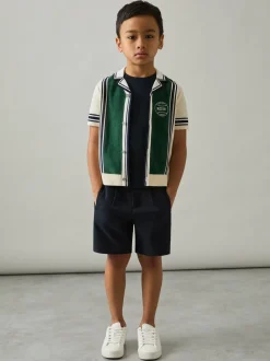 Vert/Off White - Chemise universitaire Reiss Appling color-block en coton