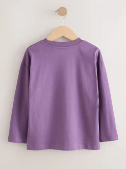 Vert/Rouge/Camel/Violet - Lot de 4 petits t-shirts graphiques à manches longues (3-16ans)