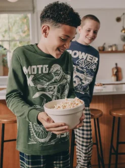 Véhicule bleu/vert - Lot de 2 pyjamas en tissu à carreaux à manches longues (3-16ans)