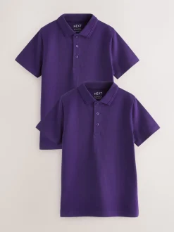 Violet - Polos en coton à manches courtes pour l'école, lot de 2 (3-16ans)