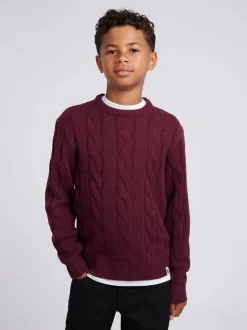 Violet - U.S. Polo Assn. Pull col rond garçons en maille torsadée