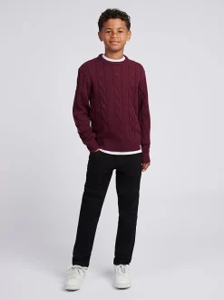 Violet - U.S. Polo Assn. Pull col rond garçons en maille torsadée