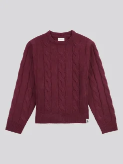 Violet - U.S. Polo Assn. Pull col rond garçons en maille torsadée