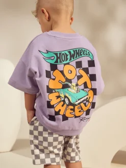 Violet lilas - Ensemble de T-shirts courts à carreaux Hot Wheels (9mois-8ans)