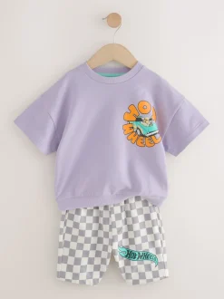 Violet lilas - Ensemble de T-shirts courts à carreaux Hot Wheels (9mois-8ans)