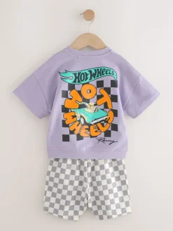 Violet lilas - Ensemble de T-shirts courts à carreaux Hot Wheels (9mois-8ans)