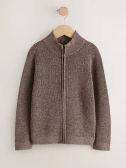 Violet prune - Cardigans Texture zippé en maille (3-16ans)