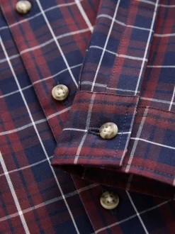 Violet prune - Chemise à carreaux en coton à manches longues (3-16ans)