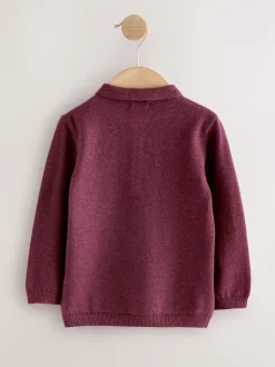 Violet prune - Polo de Noël en maille brodé sur l’ensemble (3mois7ans)