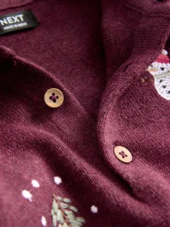 Violet prune - Polo de Noël en maille brodé sur l’ensemble (3mois7ans)