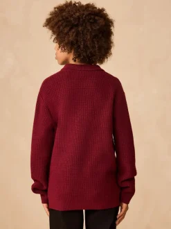 Violet prune - Polo en maille à col boutonné (3-16ans)