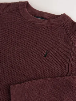 Violet prune - Pull en maille col rond en coton (3-16ans)