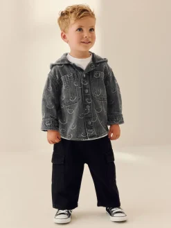 Visage gris - Surchemise à capuche en jean (3mois7ans)