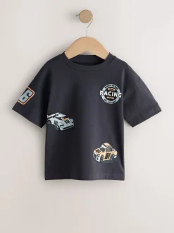 Voiture de course noir/gris - Lot de 3 t-shirts graphiques à manches courtes (3mois7ans)