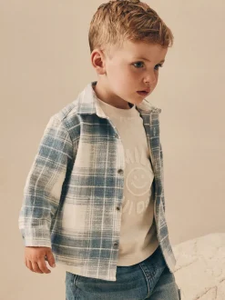 Vérification bleue - Ensemble chemise et t-shirt à manches longues (3mois-7ans)