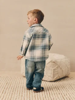 Vérification bleue - Ensemble chemise et t-shirt à manches longues (3mois-7ans)