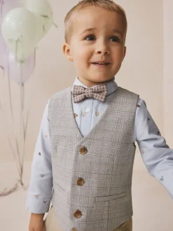 Vérification grise - Ensemble gilet, chemise, nœud et cravate (3mois-9ans)