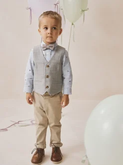 Vérification grise - Ensemble gilet, chemise, nœud et cravate (3mois-9ans)