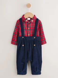 Vérification rouge - Chemises, Pantalons et Bretelles bébé Ensemble 3 pièces (0mois-2ans)