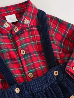 Vérification rouge - Chemises, Pantalons et Bretelles bébé Ensemble 3 pièces (0mois-2ans)