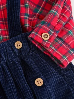 Vérification rouge - Chemises, Pantalons et Bretelles bébé Ensemble 3 pièces (0mois-2ans)